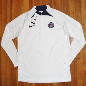 Nike PSG Paris Saint-Germain Strike Soccer 1/4 Zip Shirt Mens L White